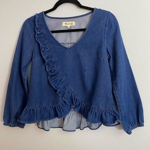Madewell Denim Ruffle Top Size XXS